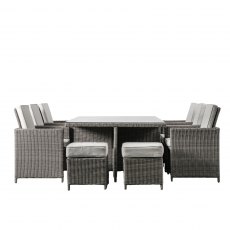 Lucca 10 Seater Cube Dining Set Grey