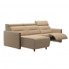 Stressless Emily, Wood Arms 2 seater with Longseat and Powered Reclining (Right)