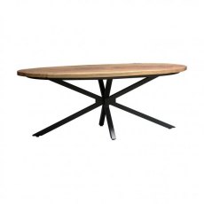 Sleeper Wood/Black Iron - Oval Coffee Table
