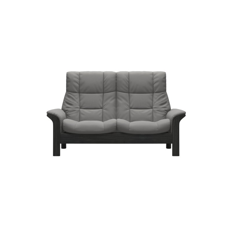 Stressless Stressless Quick Ship Buckingham 2 Seater Sofa - Paloma Silver Grey with Grey Wood