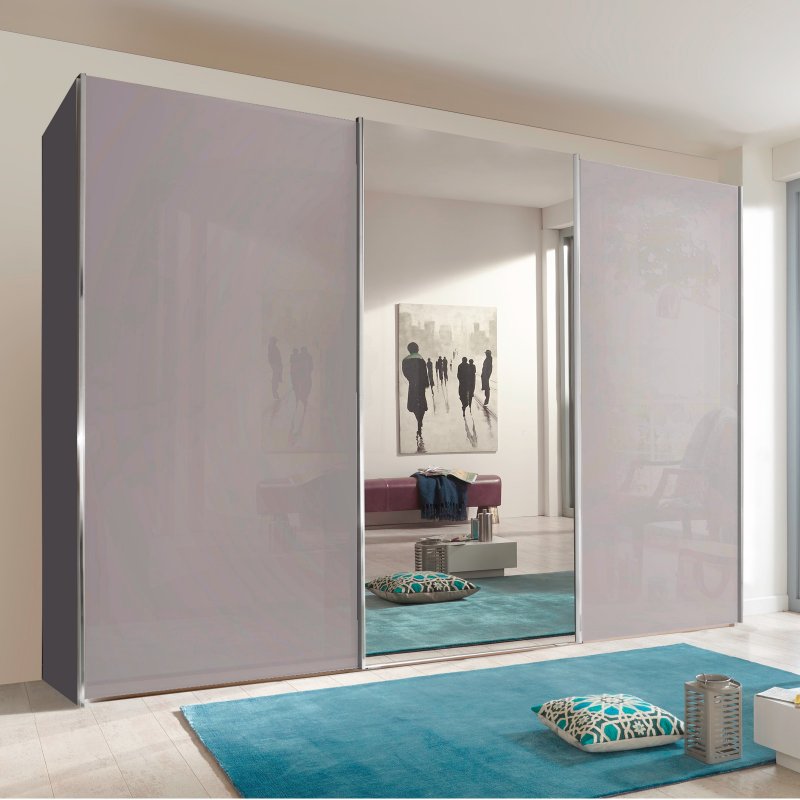Wiemann Miami Plus Wardrobe Glass doors in Champagne and crystal mirrored doors 3 doors 1 centred mirrored d