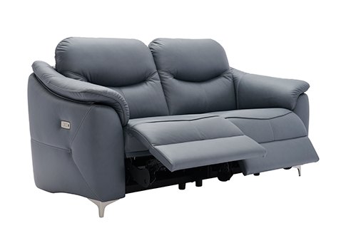 Double Electric Recliner Sofa With Usb, 3 Seater Black Leather Electric Recliner Sofa