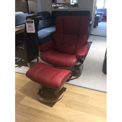 Stressless Mayfair Medium Chair and Stool in Red