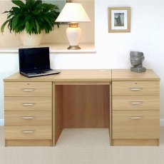 Desk with 4 Drawer & 3 Drawer Unit / Filing Cabinet