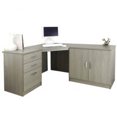 Corner Desk with 3 Drawer Unit / Filing Cabinet & Double Cupboard
