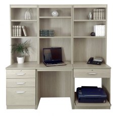 Desk with Printer/Scanner Drawer Unit & 3 Drawer Unit/Filing Cabinet with Bookcase