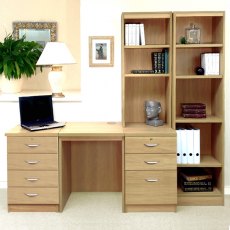 Desk with 4 Drawer & 3 Drawer Unit / Filing Cabinet and Bookcases