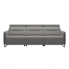 Stressless Quick Ship Emily 3 Seater Sofa with 3 Power - Paloma Silver Grey with Chrome Steel