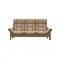 Stressless Quick Ship Windsor 3 Seater Sofa - Paloma Beige with Oak Wood
