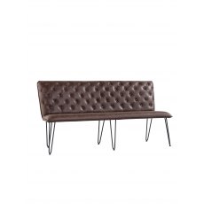 Studded back bench 180cm with hairpin legs - Brown