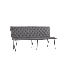 Studded back bench 180cm with hairpin legs - Grey