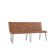 Studded back bench 180cm with hairpin legs - Tan