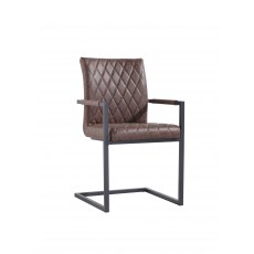 Diamond stitch carver chair - Brown