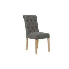 Button back chair with scroll top - Dark Grey