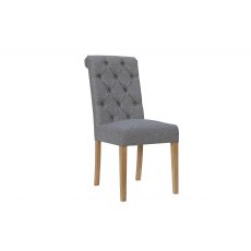 Button back chair with scroll top - Light Grey