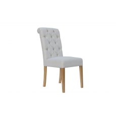 Button back chair with scroll top - Natural
