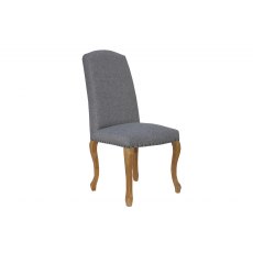 Luxury Chair with Studs and Carved Oak Legs - Light Grey