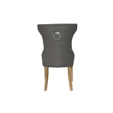 Winged Button Back Chair with metal ring - Dark Grey