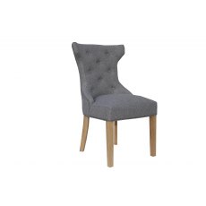 Winged Button Back Chair with metal ring - Light Grey