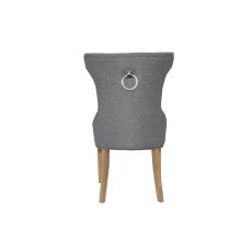 Winged Button Back Chair with metal ring - Light Grey