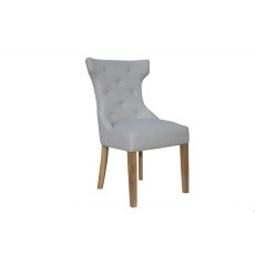 Winged Button Back Chair with metal ring - Natural
