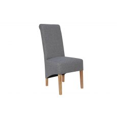 Scroll Back Fabric Chair - Light Grey