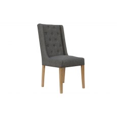Button Back and Studded Dining Chair - Dark Grey