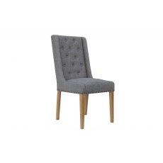 Button Back and Studded Dining Chair - Light Grey