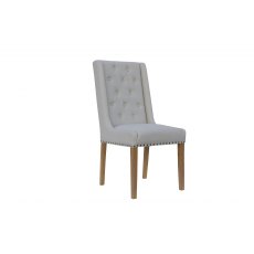 Button Back and Studded Dining Chair - Natural