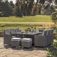 Lucca 10 Seater Cube Dining Set Grey
