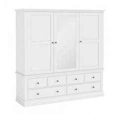 Chantilly White Triple Wardrobe with 6 Drawers