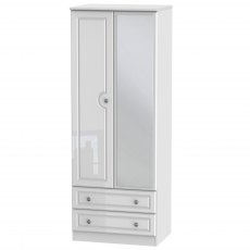 Pembroke Gloss Tall 2ft6in 2 Drawer Mirror Robe