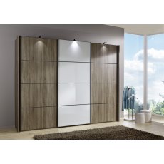 Miami Plus Wardrobe with panels 3 doors 1 centred mirrored door 300cm