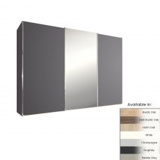 Miami Plus Wardrobe Glass doors in graphite and crystal mirrored doors 3 doors 1 centred mirrored do