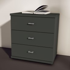 Cairns Bedside Cabinet, with silver handles, 3 drawers