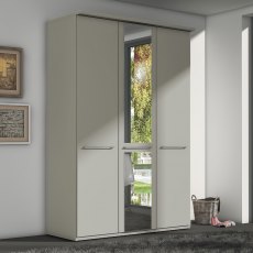 Cairns Wardrobe, with silver handles, 3 doors (1 mirrored) 156cm