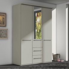 Cairns Wardrobe, with silver handles, 3 doors 2 drawers,150cm