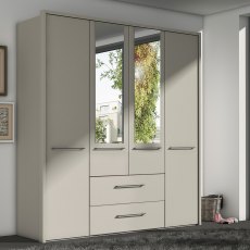 Cairns Wardrobe, with silver handles, 4 doors 2 drawers, 200cm