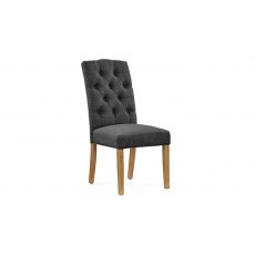 Britannia Button Back Dining Chair - Charcoal Fabric