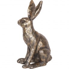 Antiqued Large Sitting Hare Sculpture
