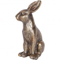 Antiqued Small Sitting Hare Sculpture