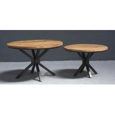 Sleeper Wood/Black Iron - Round Coffee Table Set of 2