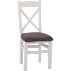 Eastwell White Cross Back Chair Fabric Seat