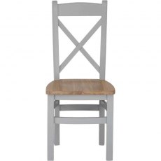 Eastwell Grey Cross Back Chair Wooden Seat