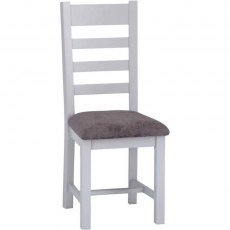 Eastwell Grey Ladder Back Chair Fabric Seat