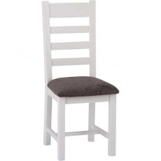 Eastwell White Ladder Back Chair Fabric Seat