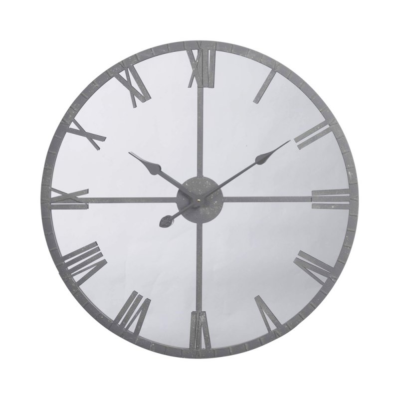 Lukehurst Accessories Grey Framed Mirrored Wall Clock