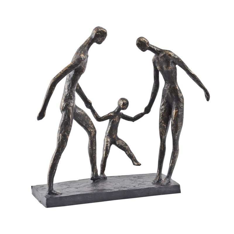 Lukehurst Accessories Antique Bronze Family Of Three Holding Hands Sculpture