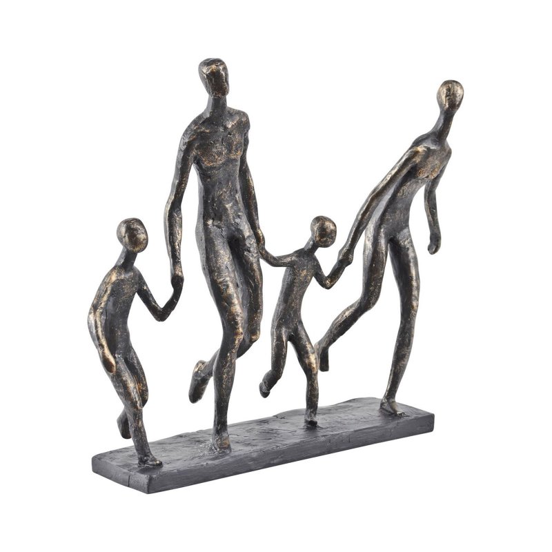 Lukehurst Accessories Antique Bronze Family Of Four Holding Hands Sculpture