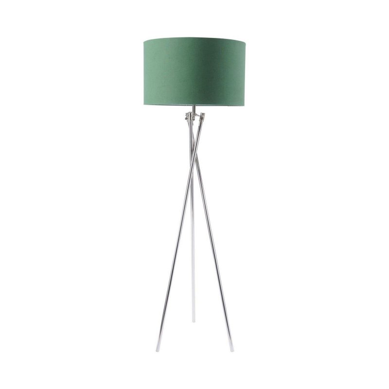Lukehurst Accessories Nickel Twist Tripod Floor Lamp With Green Shade E27 40W